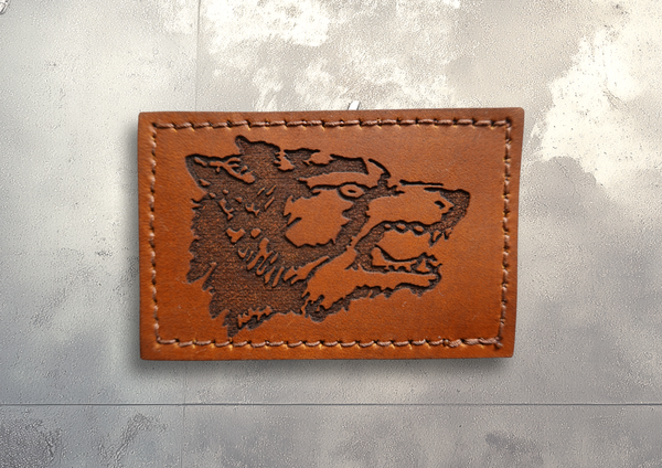 WOLF HEAD LEATHER PATCH
