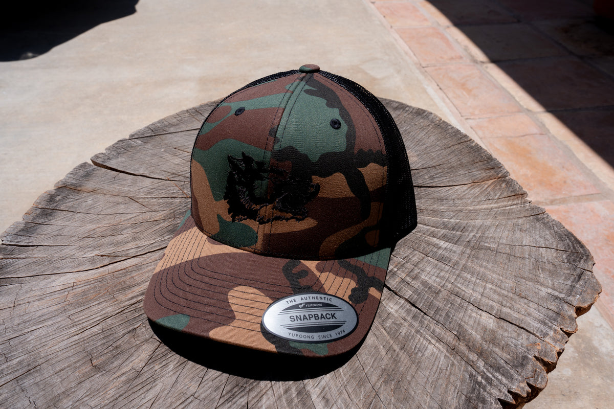 WOLF TRUCKER HAT –– Woodland Camo