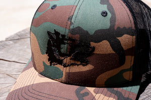 WOLF TRUCKER HAT –– Woodland Camo